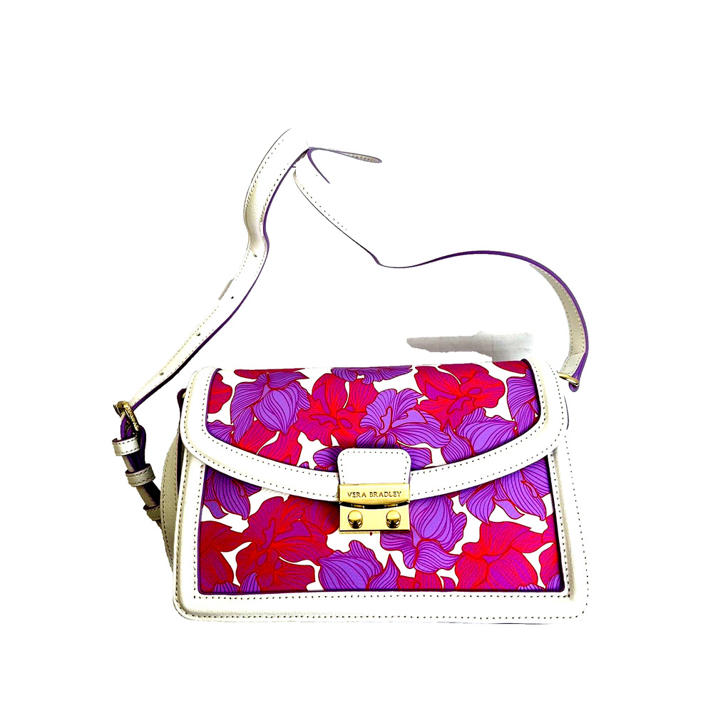 Vera Bradley Tess Crossbody Shoulder Bag Purse Paradise Floral Pink Purple